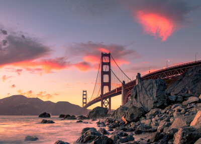 Golden Gate Bridge - zonsondergang - San Francisco, Californië